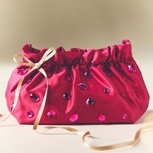 ♦️NWT Anthropology Satin Ruffled top cosmetic/clutch bag
